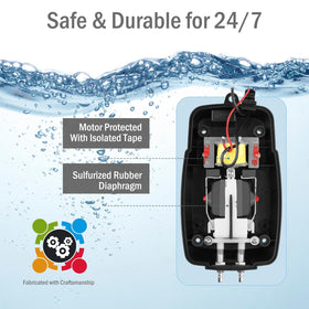FUMAK air stone 2in diameter set providing vigorous bubbles for oxygenation.