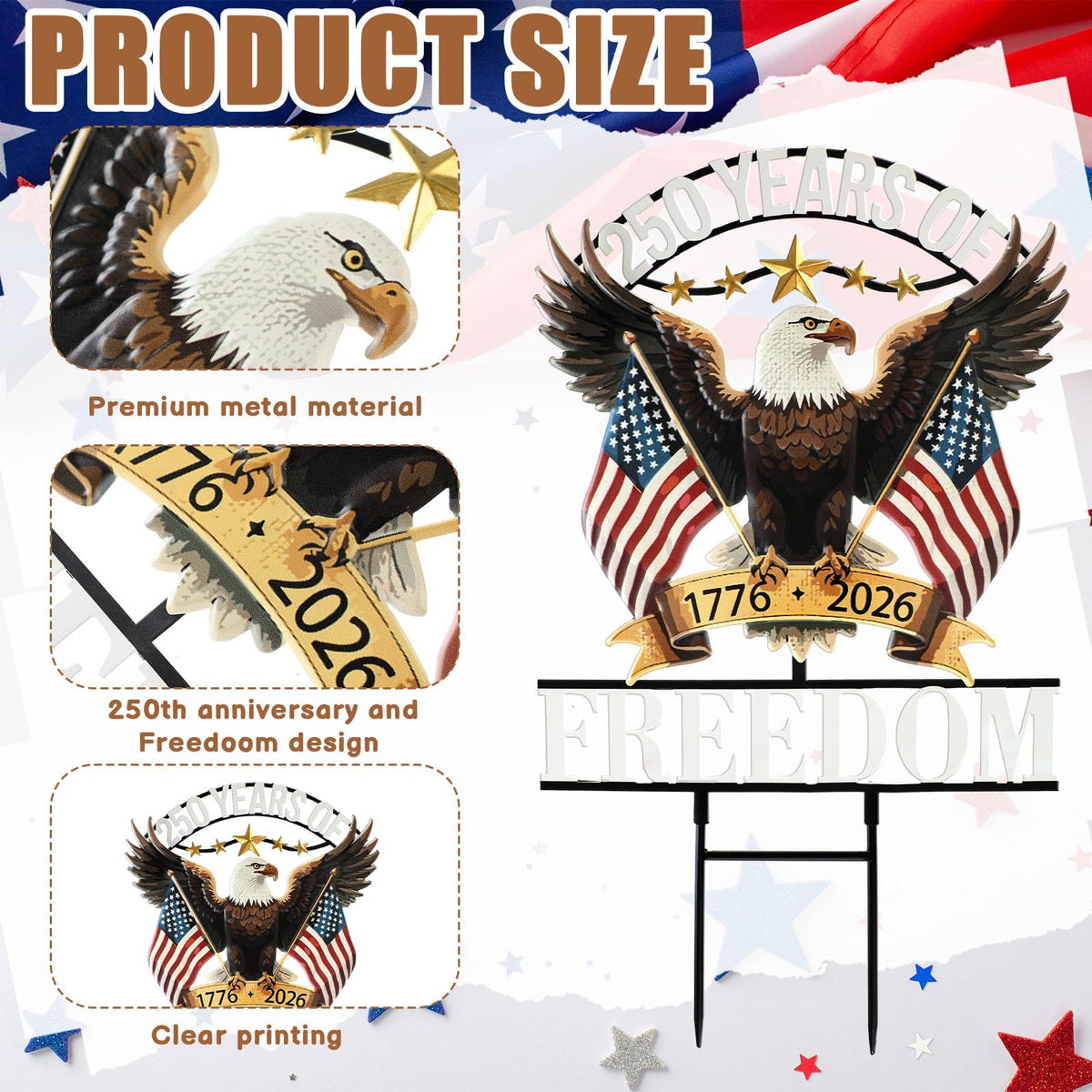 Fumete patriotic eagle with flags stake brightens outdoor spaces