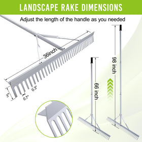 Fumingpal aluminum garden rake, heavy-duty construction for durability.