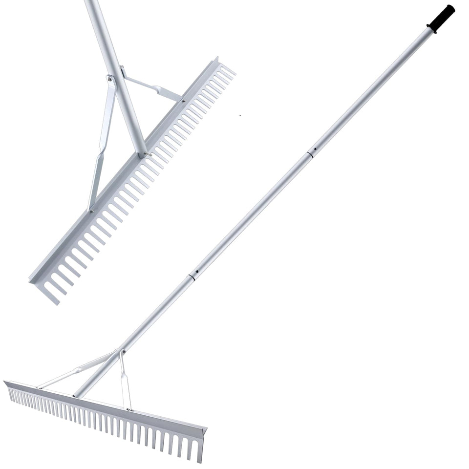 Fumingpal landscape rake 36-inch head for efficient soil loosening.