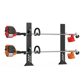 Fumingpal trimmer rack on open trailer keeps tools secure and accessible.