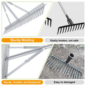 Fumingpal weed and leaf removal rake for versatile yard tasks.