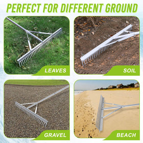 Fumingpal 36-inch wide rake head enables fast landscape work.