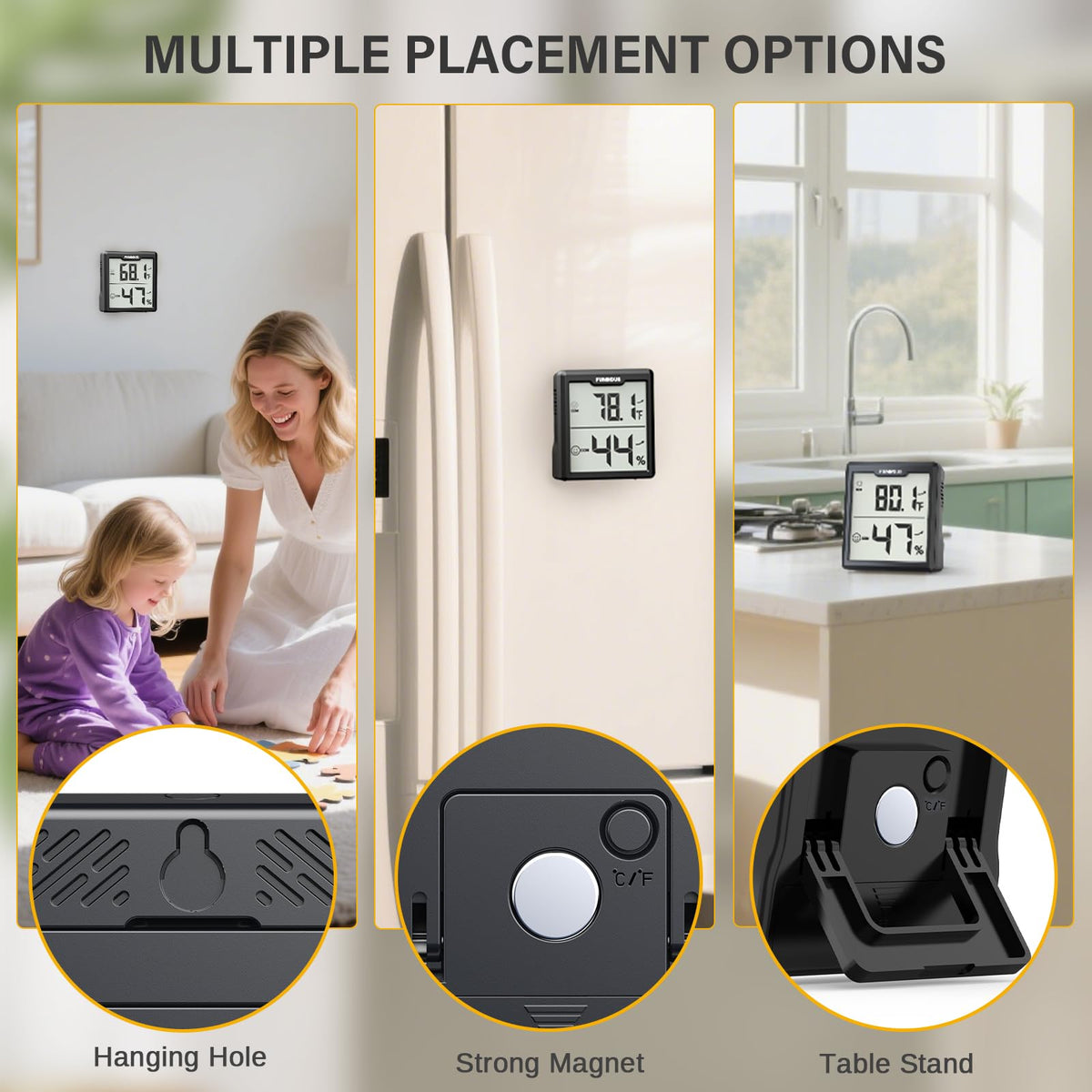 FUMMDUS hygrometer powered by long-life battery for extended use