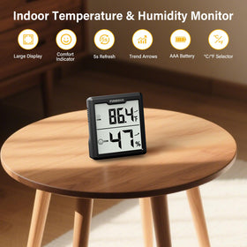 FUMMDUS hygrometer with comfort emoji indicators signaling room climate