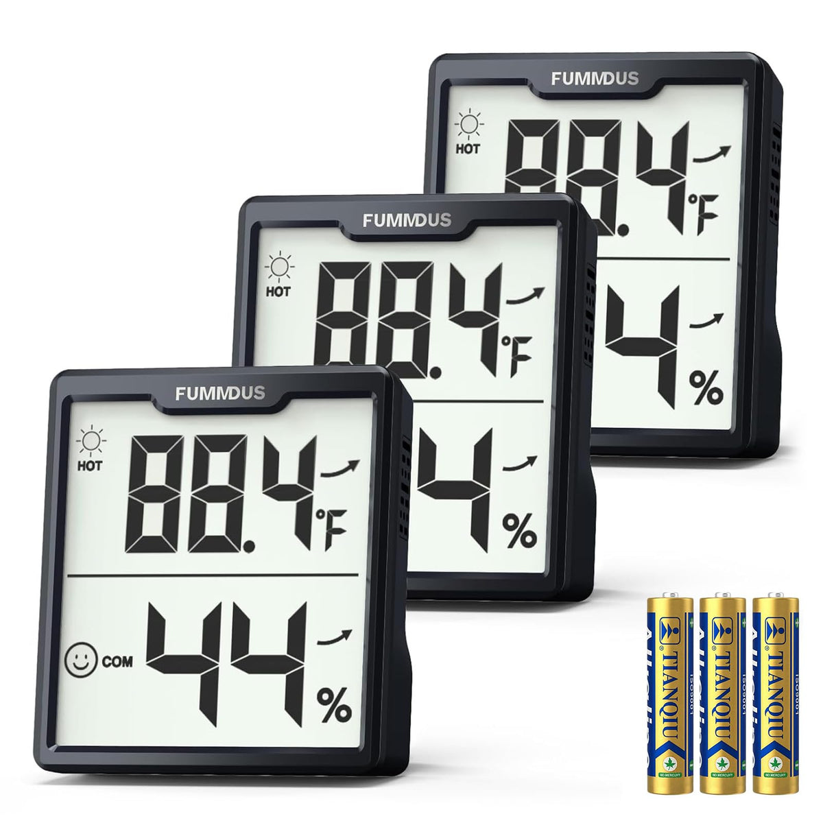 FUMMDUS hygrometer with large digits display for easy temperature and humidity readings