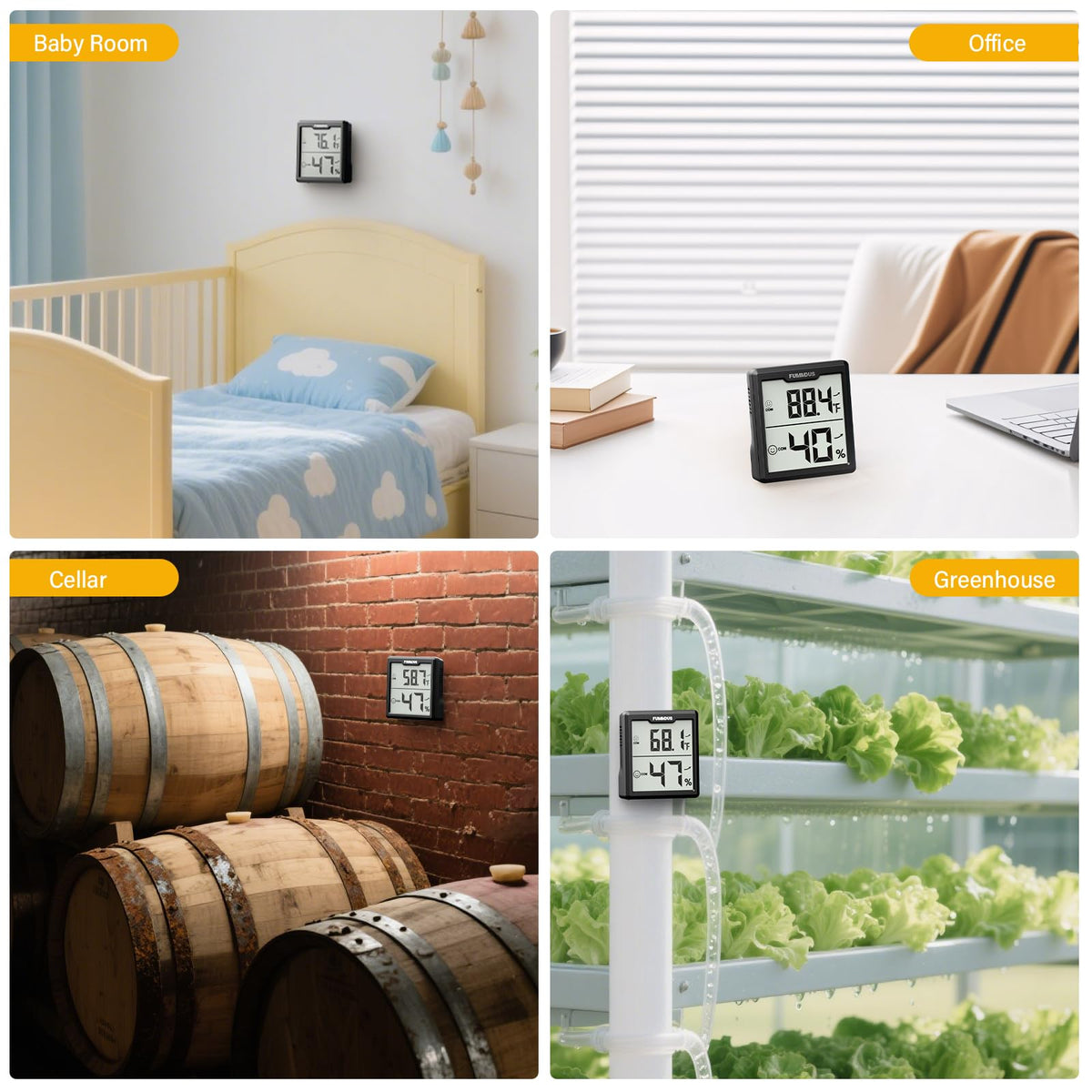 FUMMDUS 3-pack hygrometers for reliable climate tracking