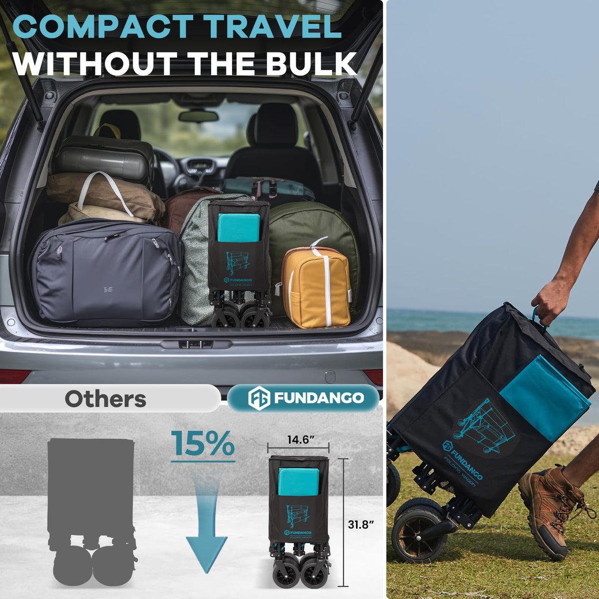 FUNDANGO dual cross-floor frame improves weight distribution during hauling.