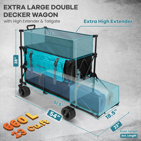 FUNDANGO wagon showing high extender and tailgate for easy loading at outdoor sites.