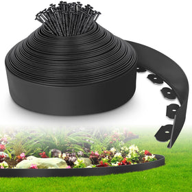 FunFanso 4-inch landscape edging borders a curved garden bed for clean edges