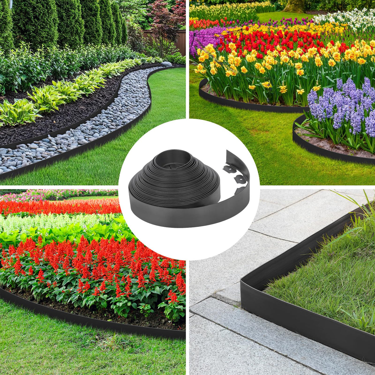 FunFanso garden border application demonstrates versatile use on lawns, beds, and pathways.
