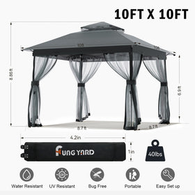 FUNG YARD gazebo breathable mesh walls allow airflow while keeping insects out.