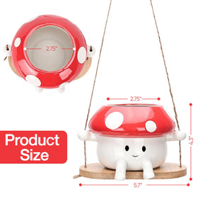 Fungi Fun ceramic swing face planter enhances indoor or outdoor displays.