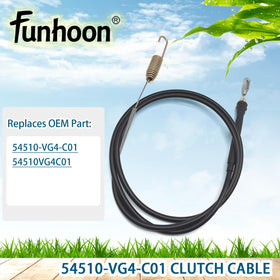 Funhoon clutch cable side view on a walk-behind mower for easy replacement