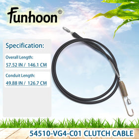Funhoon clutch cable end detail showing robust connection for lawn mower reliability