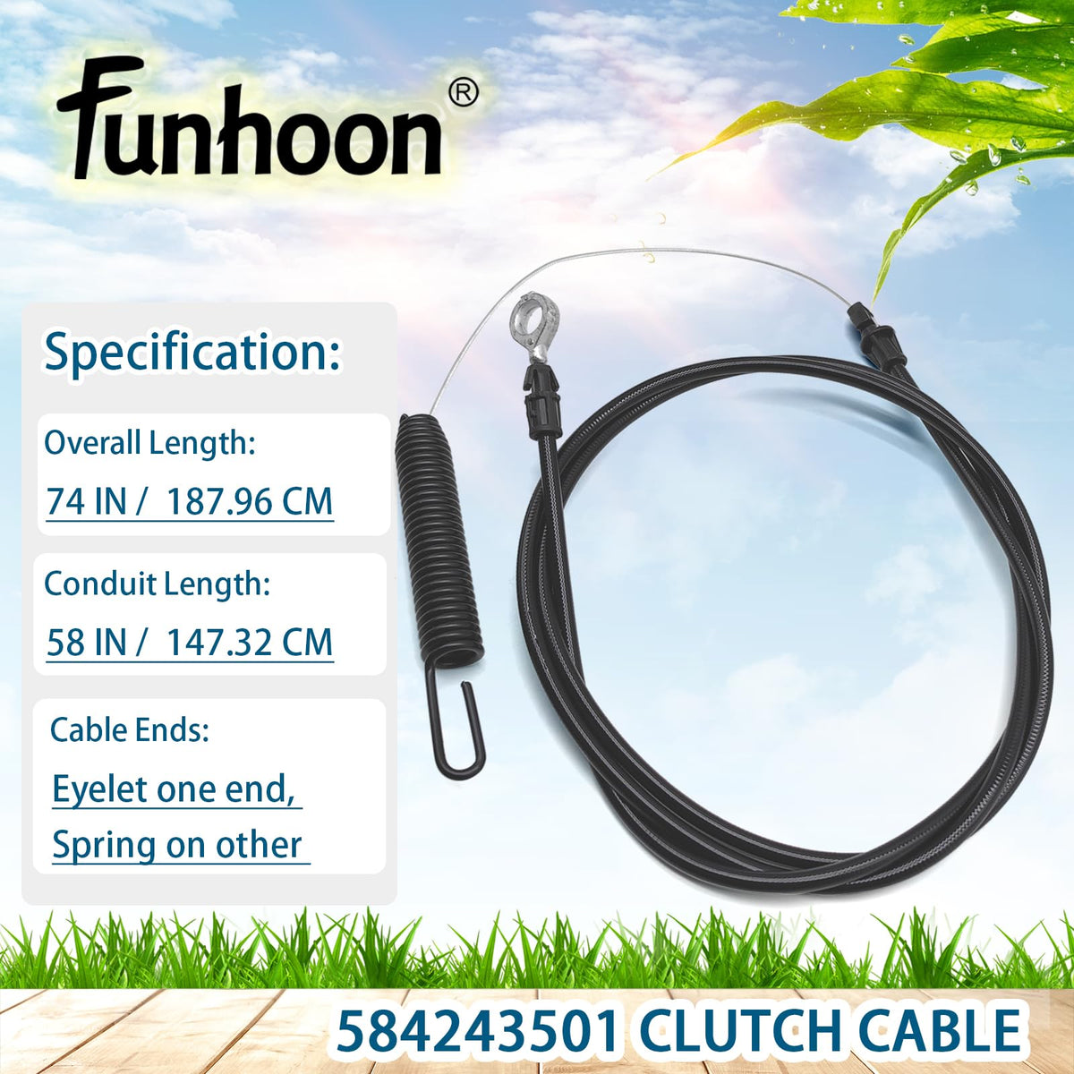 Funhoon clutch cable ends with eyelet and spring for easy replacement