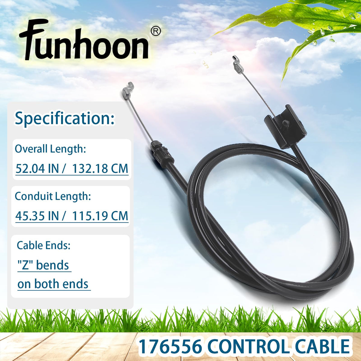Funhoon Craftsman mower cable ends with Z bend for easy installation.