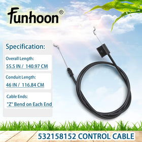 Funhoon Craftsman throttle cable 158152 ready for quick install