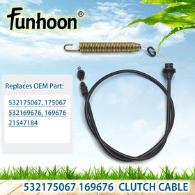 Funhoon clutch cable fits Husqvarna, Craftsman, Poulan for broad compatibility.