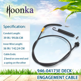 Funhoon HOONKA deck engagement cable 946-04173A replaces worn part for Troy-Bilt.