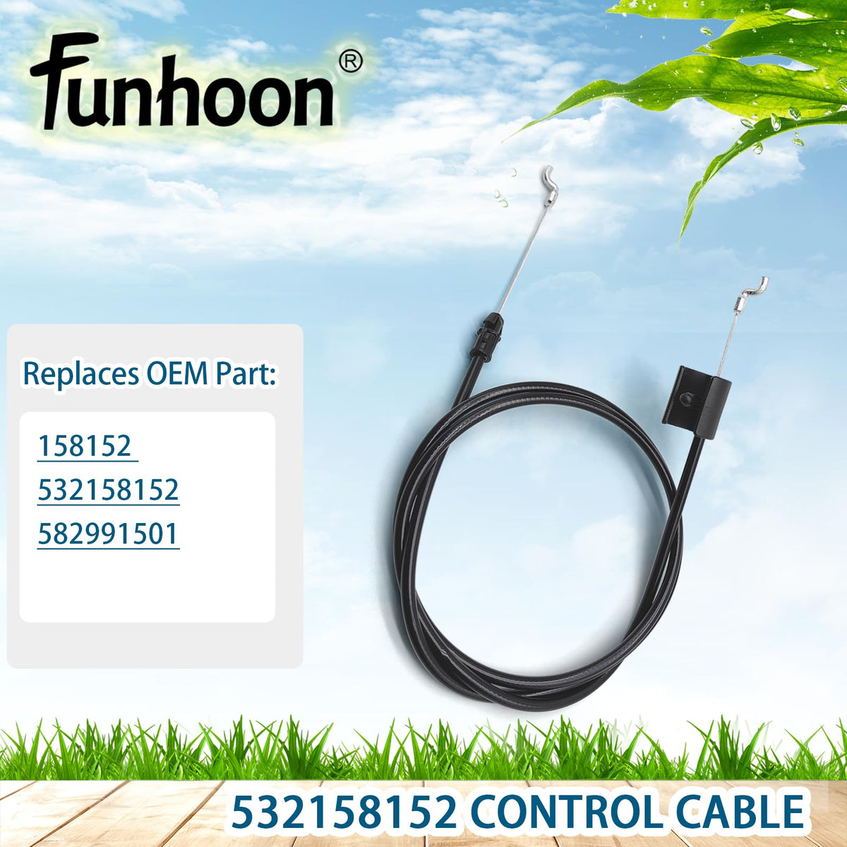Funhoon Poulan Pro throttle cable 158152 offers reliable mower control