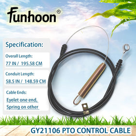 Funhoon PTO cable eyelet end for simple installation and secure connection.