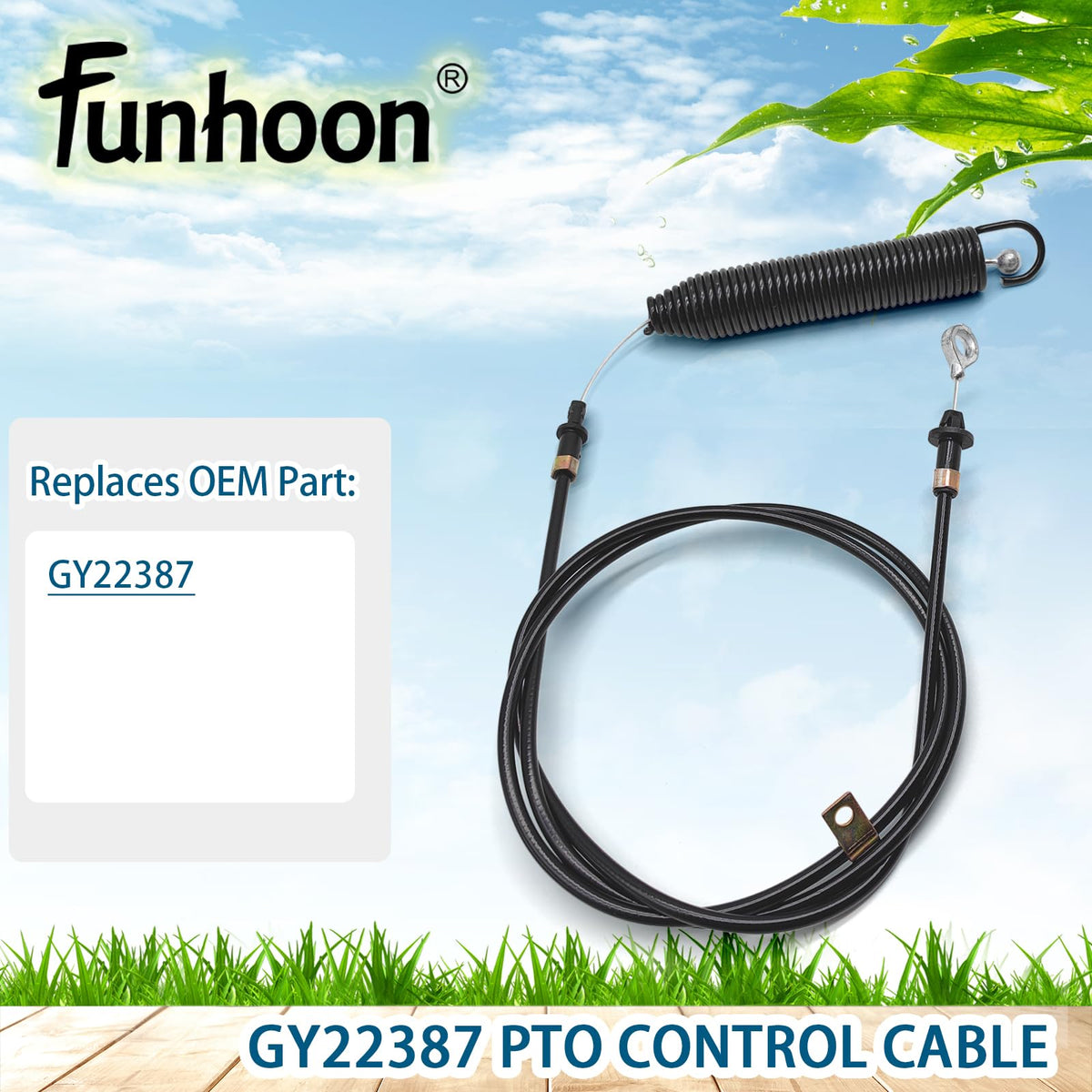 Funhoon GY22387 spring-end for durable pull mechanism on mowers.