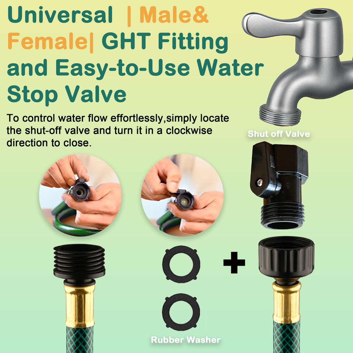 FUNJEE brass couplers seal connections to reduce drips during garden tasks