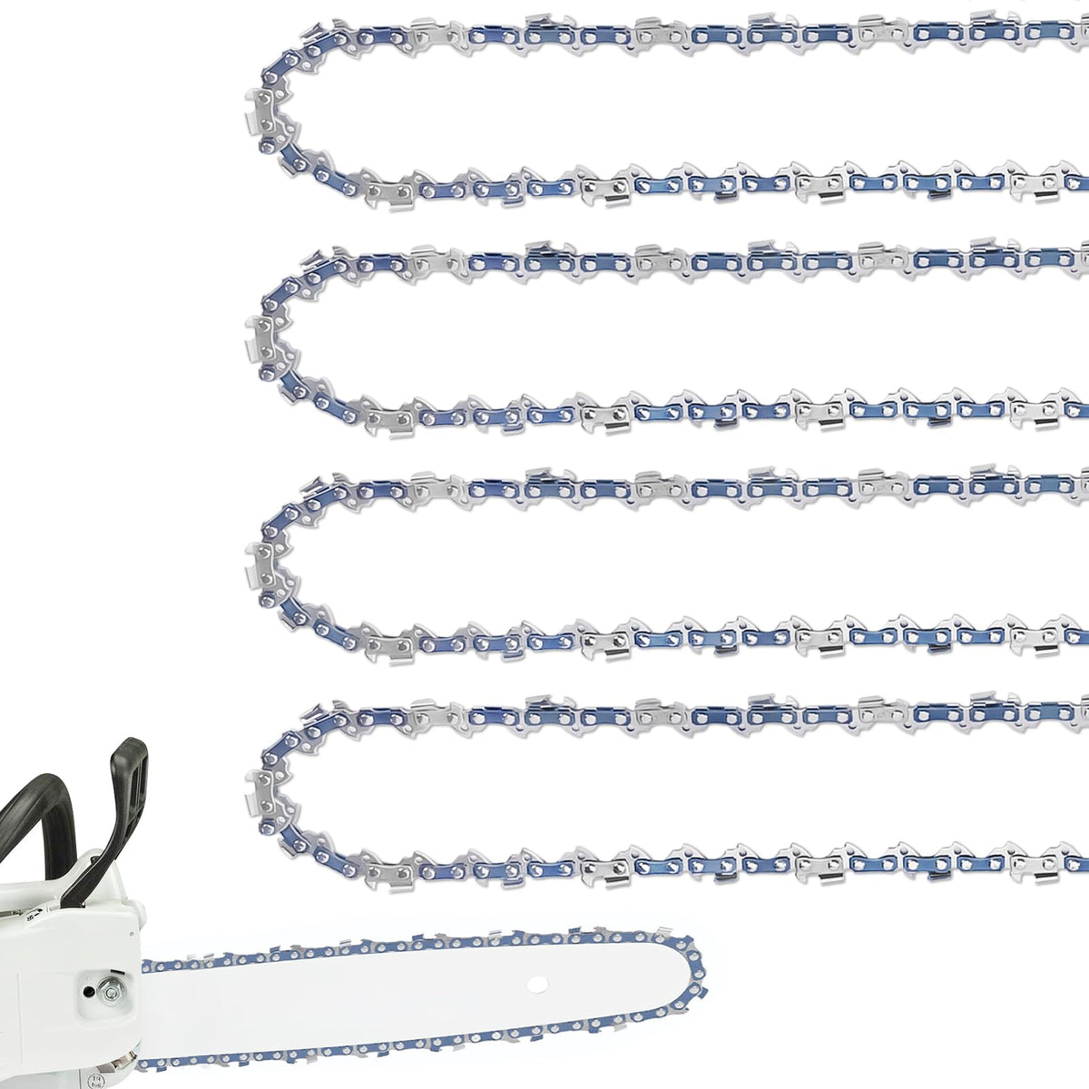 FUNKYWOO 8-inch chain with 3/8 LP pitch for smooth cuts and debris tolerance.