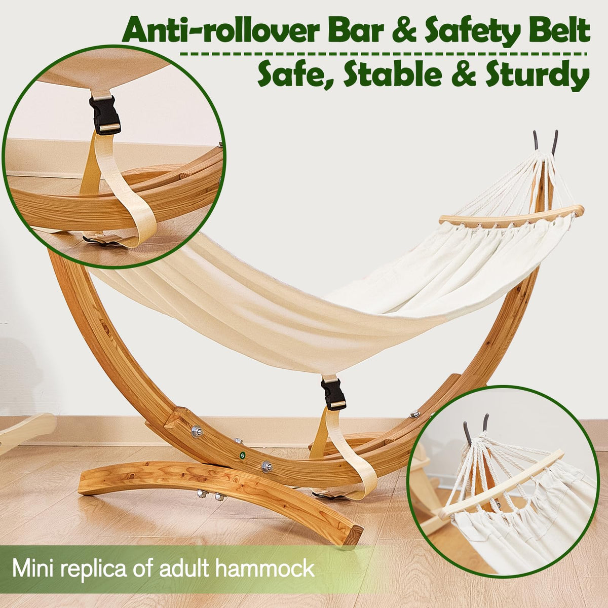 FUNLIO hammock cloth 130cm long provides extra resting space.