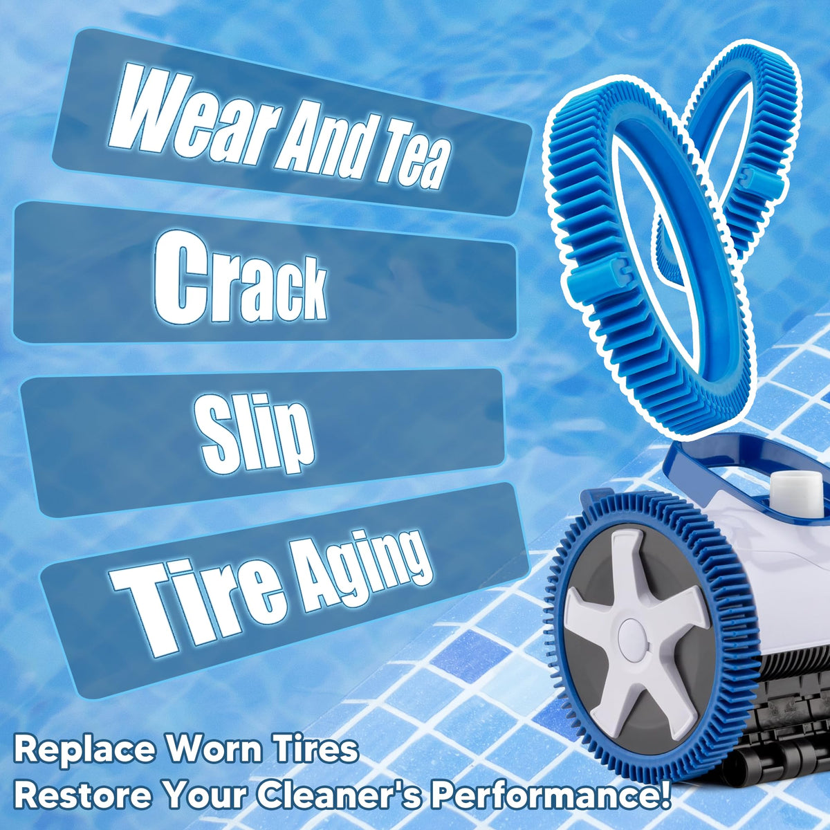 Funmit blue front tires 896584000-143 fits 2X/4X cleaners reliably