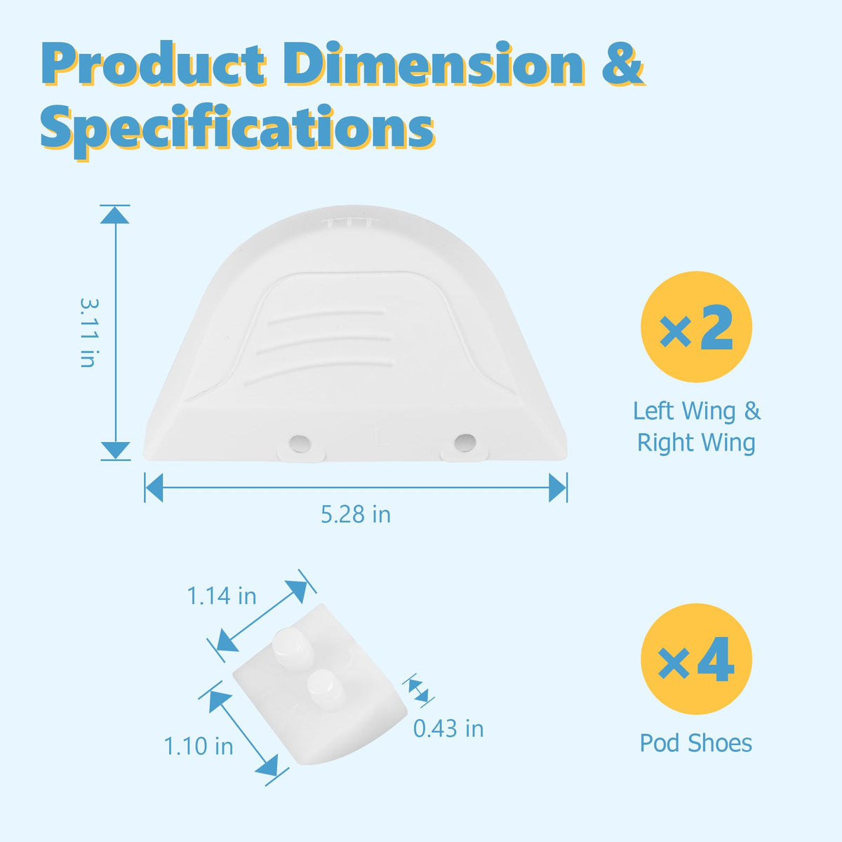 Funmit AXV414604WHP right wing for Hayward Navigator compatibility improves traction
