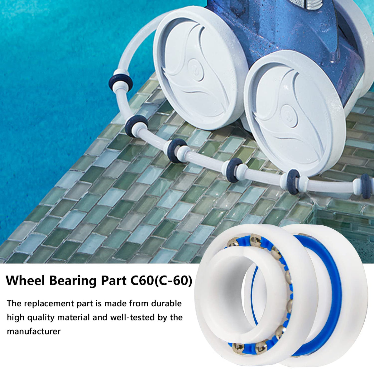 Funmit C60 wheel bearing compatible with multiple Polaris designs and cleaners
