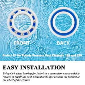 Funmit C60 wheel bearing on Polaris 180 cleaner demonstrates quick, tool-free installation