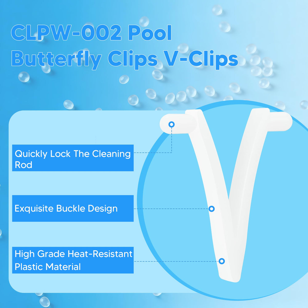Funmit pool butterfly V-clip mounted on a standard pole for quick, tool-free installation.
