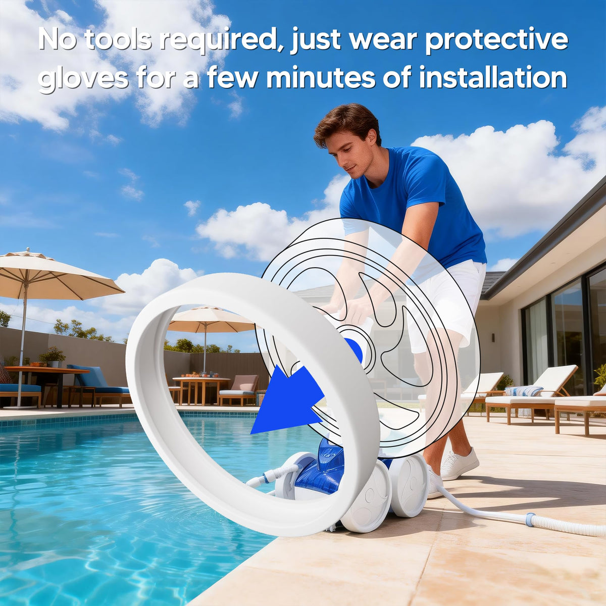 Funmit C10 traction design to support efficient movement on pool surfaces