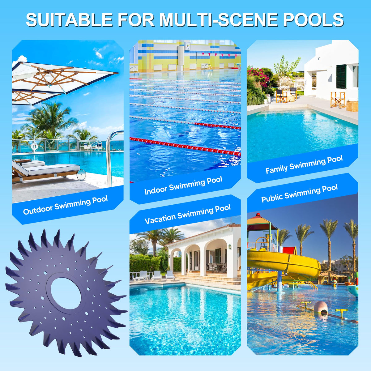 Funmit premium rubber seal disc skirt fits multiple surfaces for thorough cleaning.