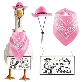 FunMular cowgirl hat for porch goose adds playful Western charm to outdoor decor
