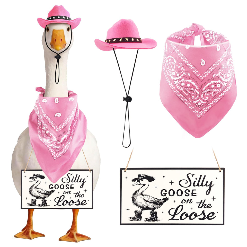 FunMular cowgirl hat for porch goose adds playful Western charm to outdoor decor