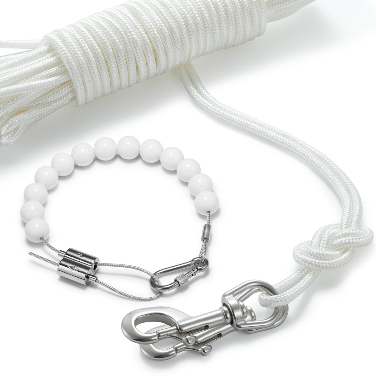 FUNNANS 50ft flag pole rope kit coil, durable marine-grade rope for seaside flags.