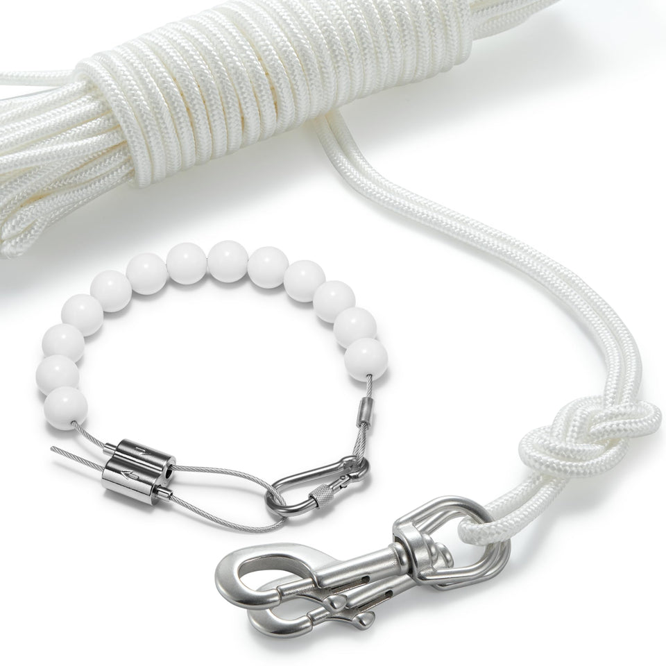 FUNNANS 50ft flag pole rope kit coil, durable marine-grade rope for seaside flags.
