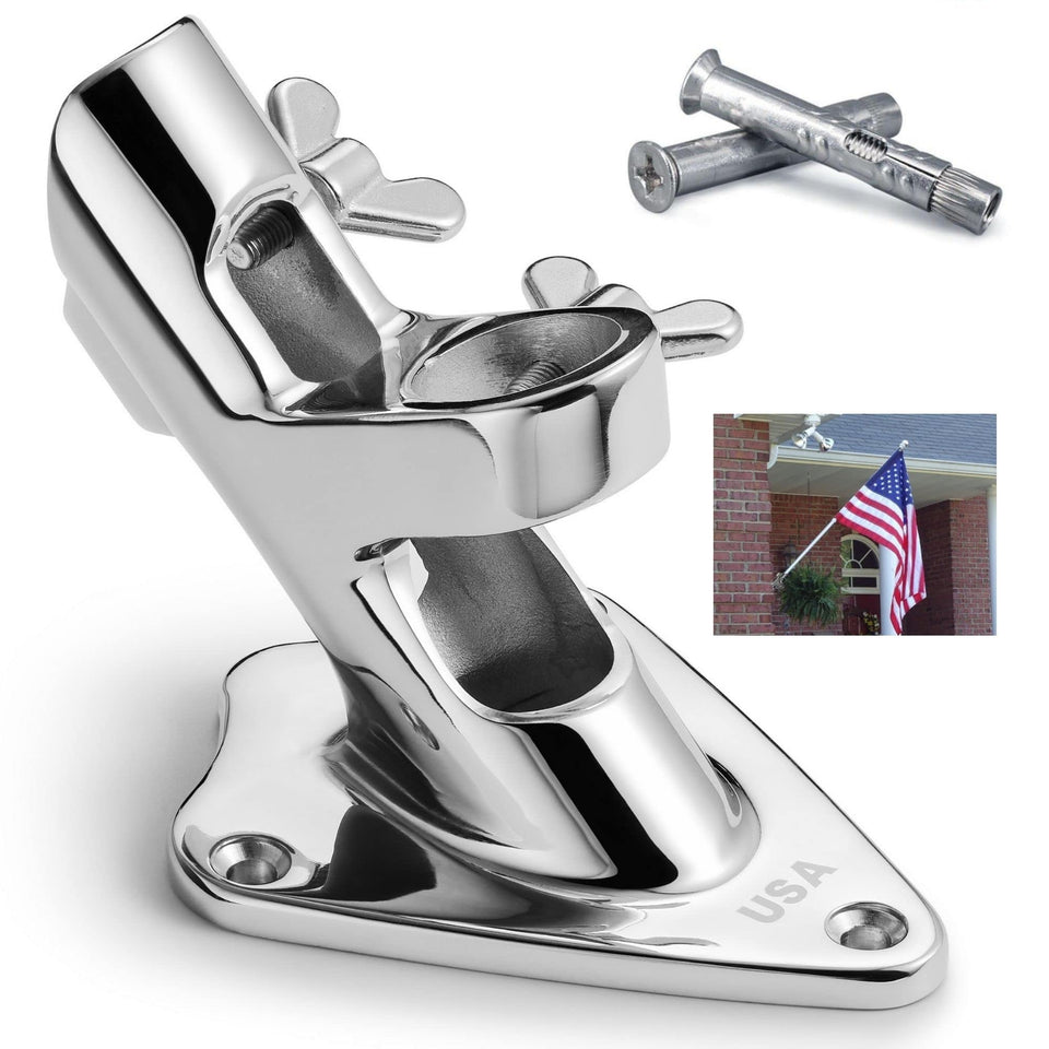 FUNNANS flag pole holder mounted on brick wall for outdoor durability.