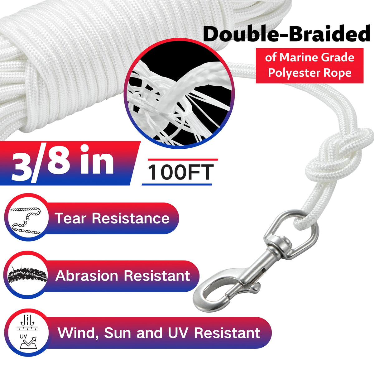 Funnans 316 stainless steel swivel hooks resist rust and are easy to attach flags