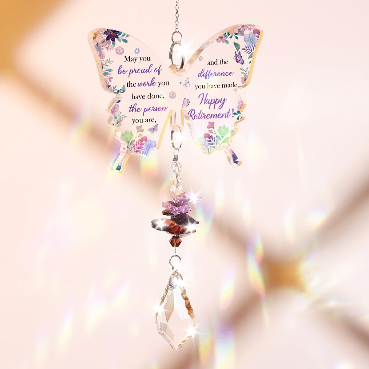 Funnli office and home decor suncatcher brings gentle color to spaces.