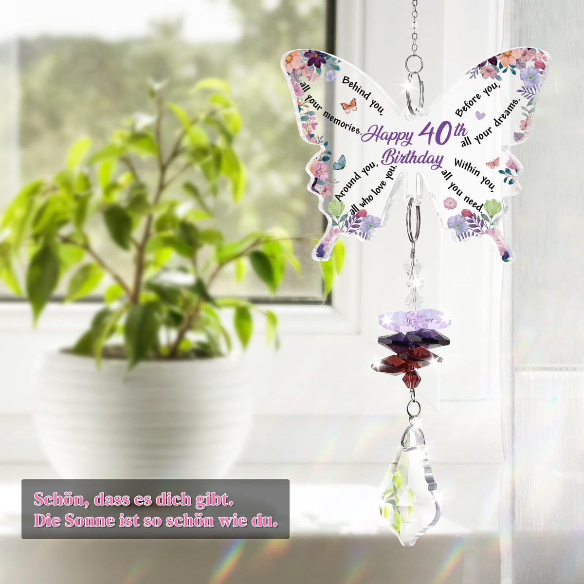Funnli window hanging decor adds charm to home or office.