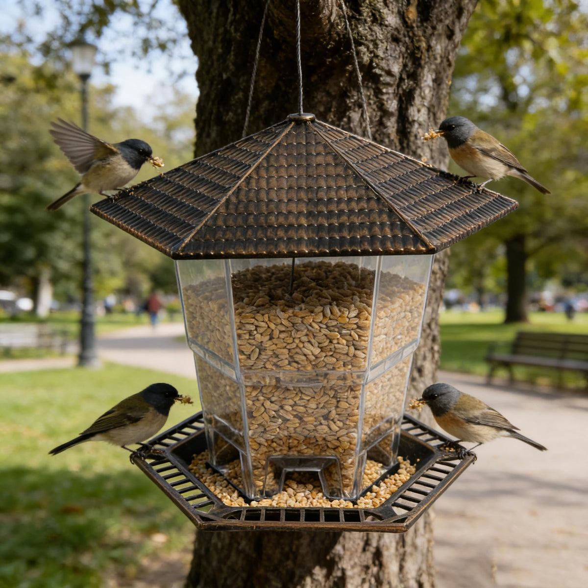 Funpeny bird feeder garden décor complements porches patios and yards.