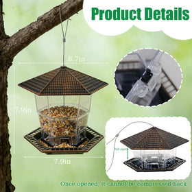 Funpeny bird feeder seed tray promotes clean feeding and less mess.