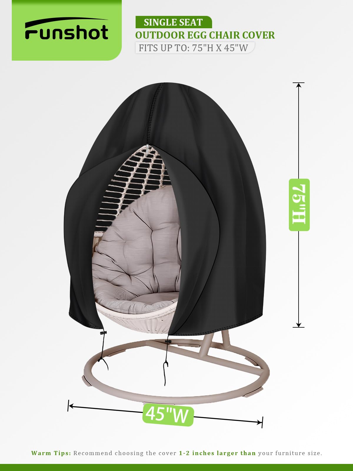 Close-up of zipper and drawstring securing the Funshot cover in wind.