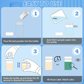 FUNSWT Coliform Test Kit contents showing 12-pack for multiple tests