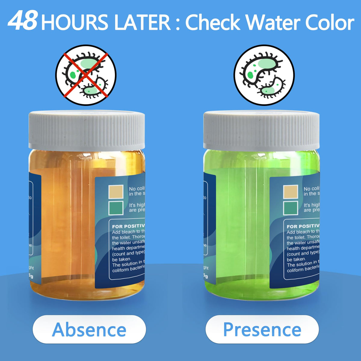 FUNSWT Coliform Test Kit instruction card for easy DIY testing